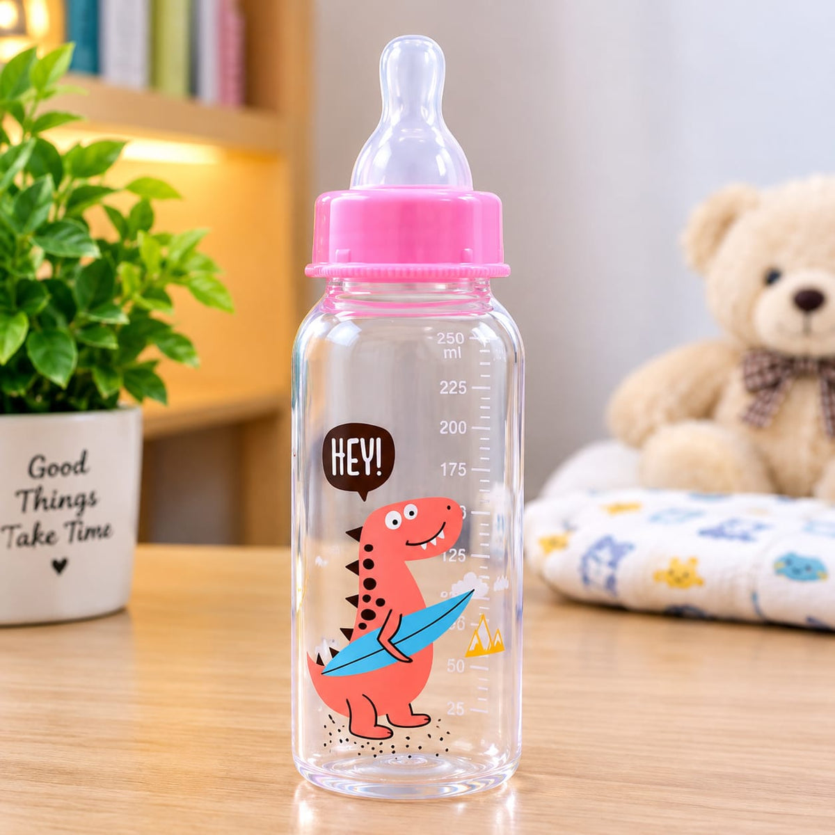 Multi-functional Baby Feeding Bottle with Nipple, Soft Spoon & Spout 3 in 1